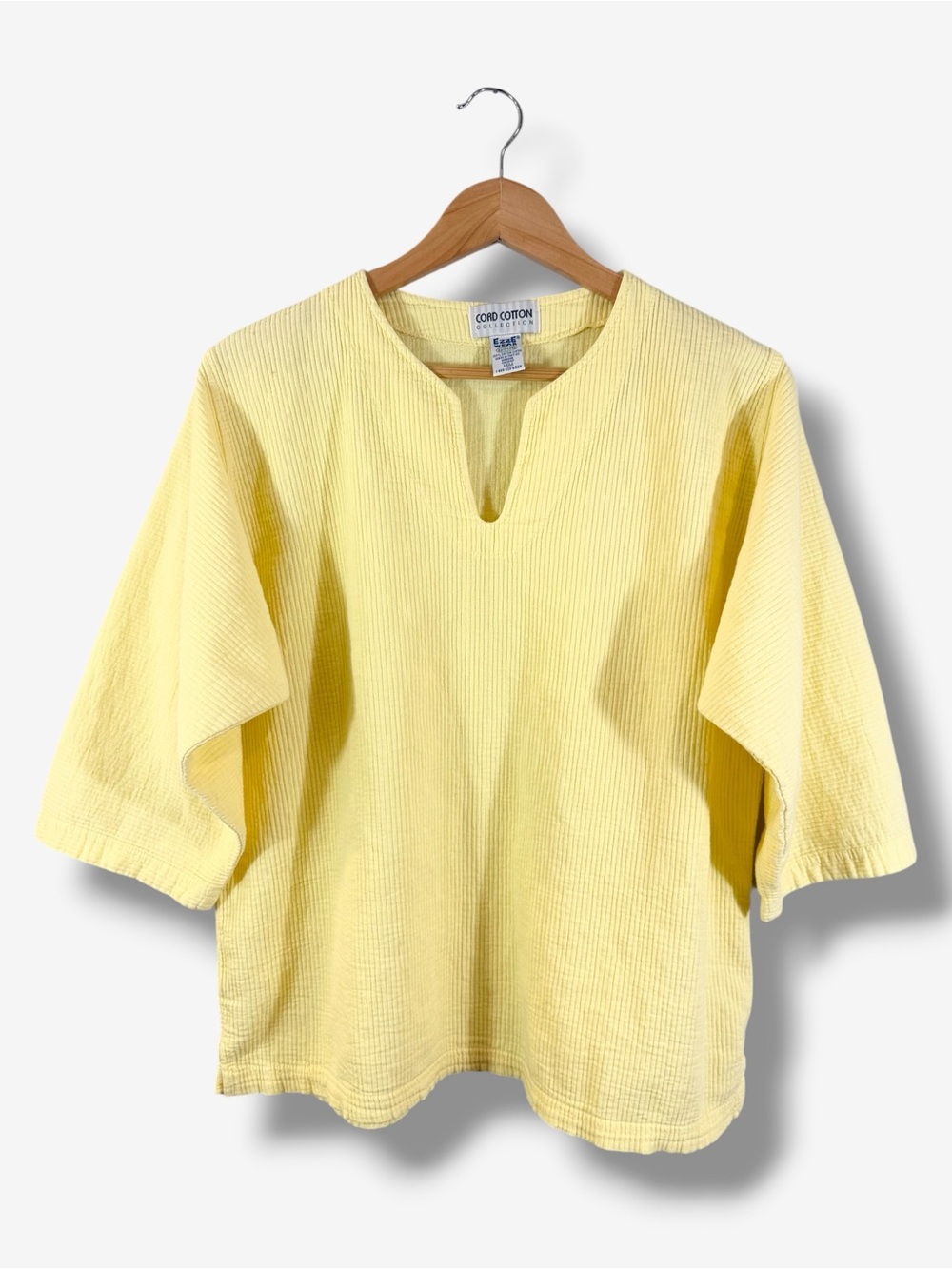 Vintage Cord Cotton EZZE Wear Yellow Cotton Tunic Top M Made in Canada Lagenlook